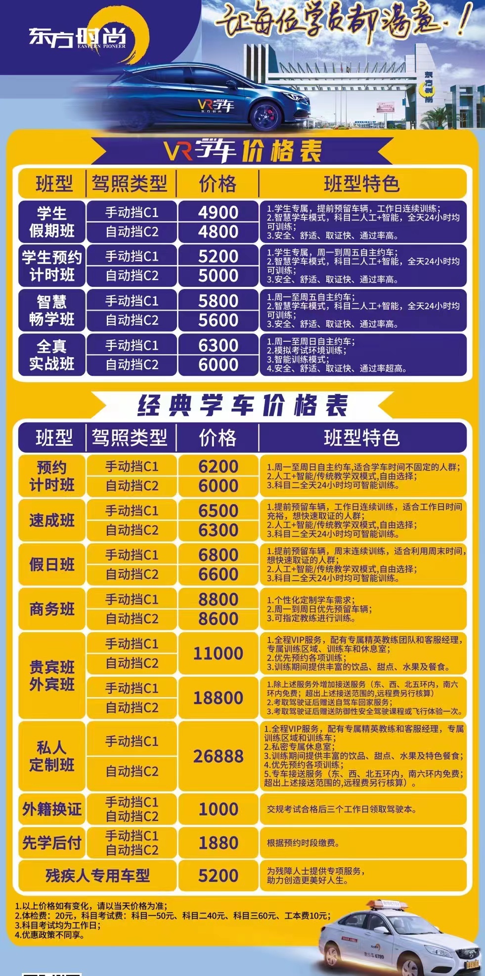 北京東方時(shí)尚駕校c1增駕b1照費(fèi)用多少錢？